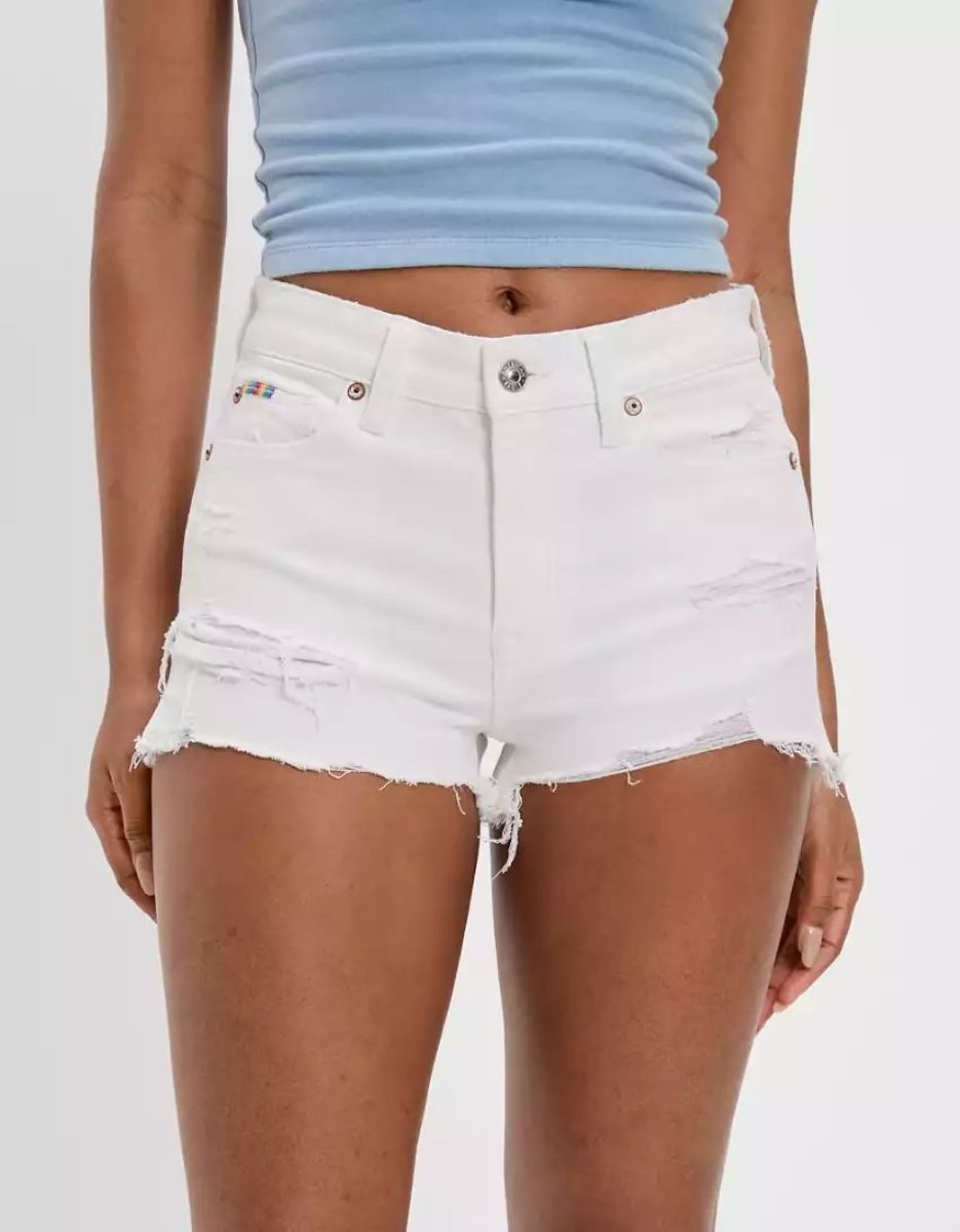 Shorts American Eagle AE Pride Ne(x)t Level High-Waisted Denim Blanche Femme | CWE-36712738